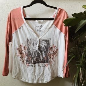 Red Rose Graphic Raglan tee